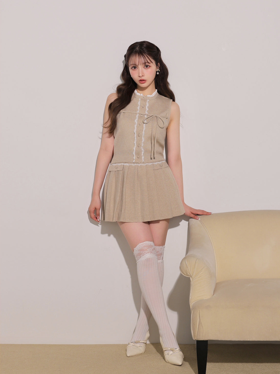 model：160cm　(size：F　color：Beige)