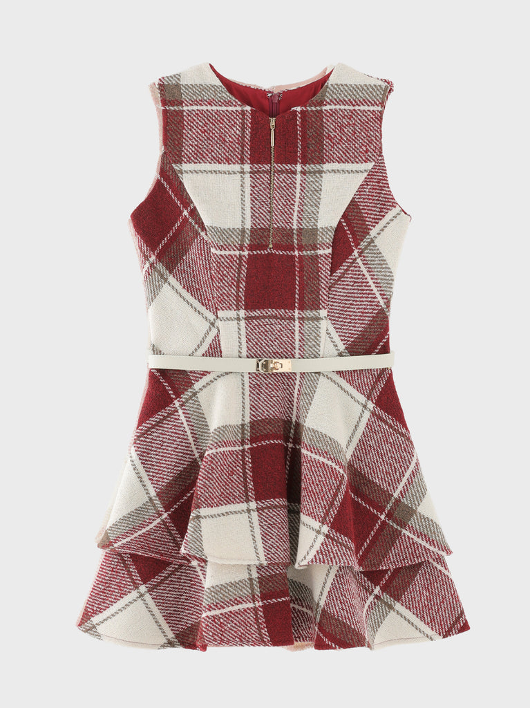 Autumn check flare mini onepiece(eme10629)