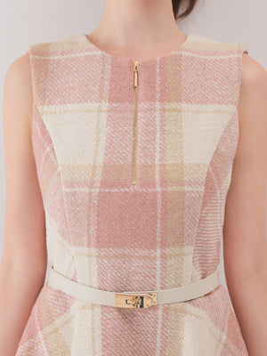 Autumn check flare mini onepiece(eme10629)