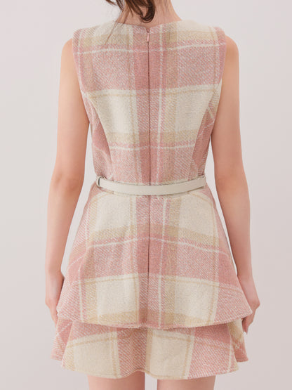 Autumn check flare mini onepiece(eme10629)