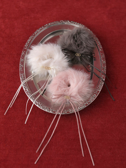 Logo satin ribbon fur chouchou(eme10630)