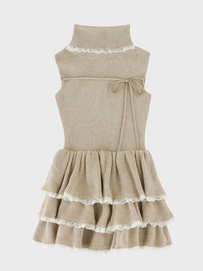 Scallop lace tiered frill mini onepiece(eme10632)