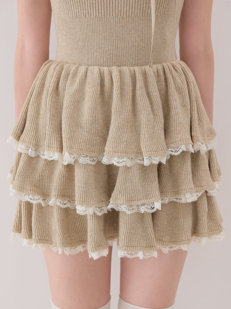 Scallop lace tiered frill mini onepiece(eme10632)