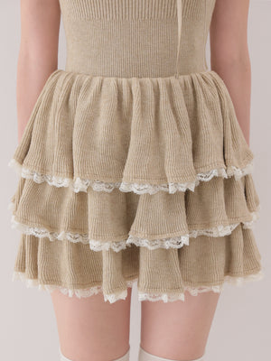 Scallop lace tiered frill mini onepiece(eme10632)