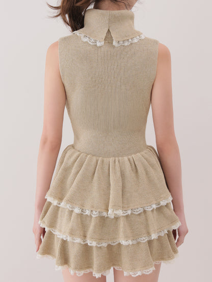 Scallop lace tiered frill mini onepiece(eme10632)