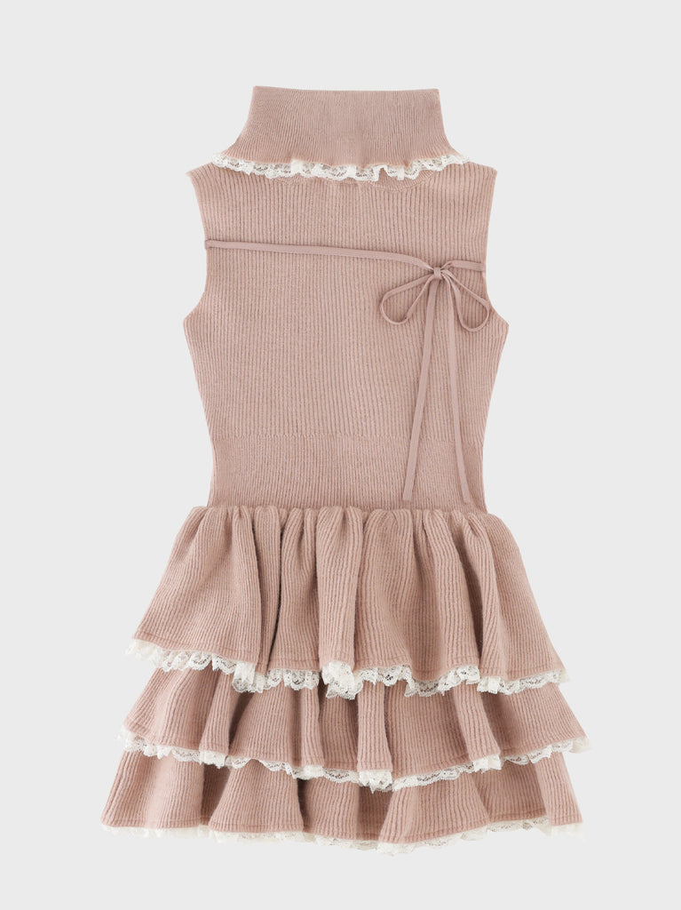 Scallop lace tiered frill mini onepiece(eme10632)