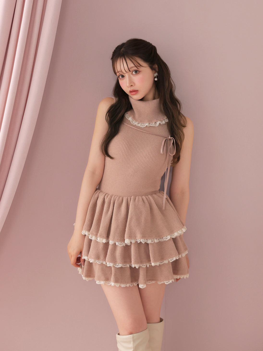 model：160cm　(size：F　color：Pink)