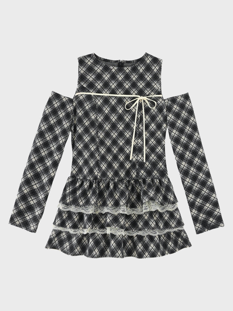 Shoulder slit check mini onepiece(eme10633)