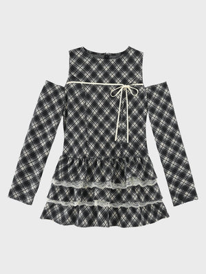 Shoulder slit check mini onepiece(eme10633)