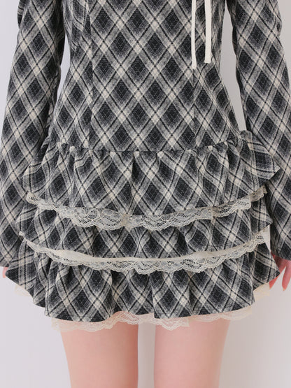 Shoulder slit check mini onepiece(eme10633)