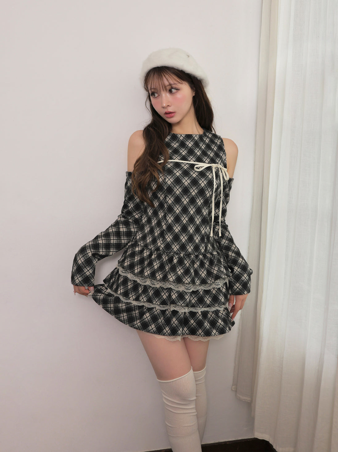 model：160cm　(size：F　color：Beige)