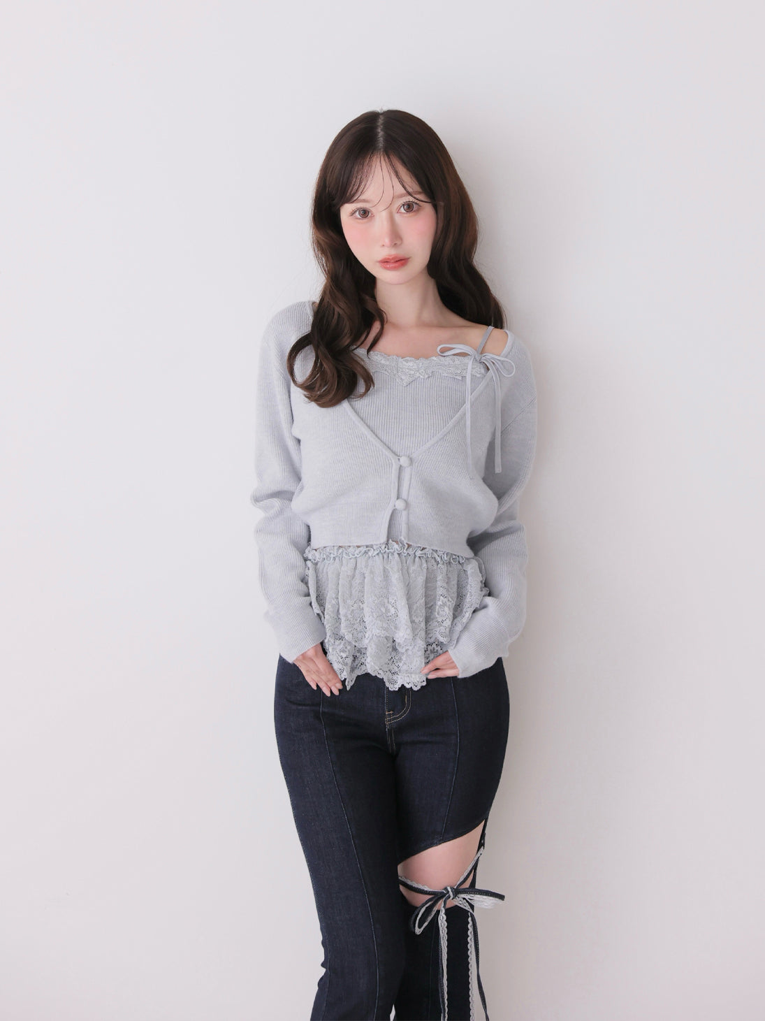 model：162cm　(size：F　color：Blue)
