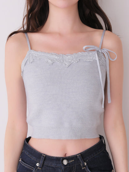 Lace frill peplum knit three piece tops(eme10634)