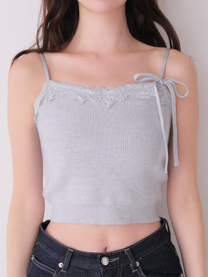 Lace frill peplum knit three piece tops(eme10634)