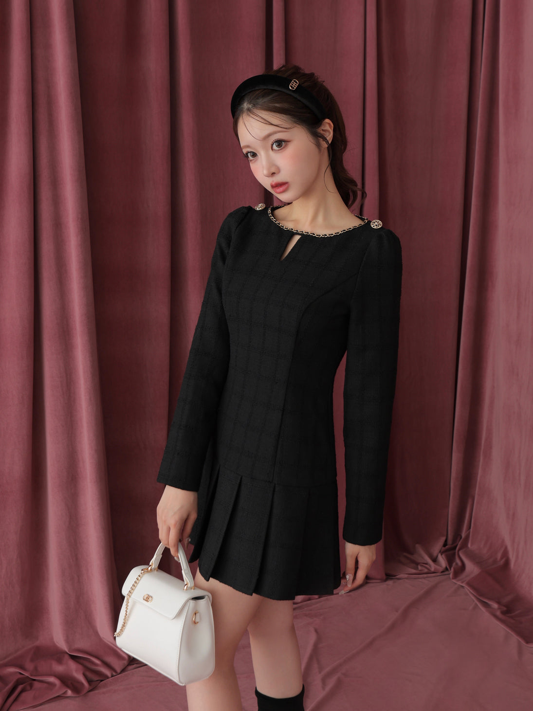 ワンピース M me eme Check pleated mini onepiece M me eme エムミーエメ バイアスチェックミニワンピース M me eme