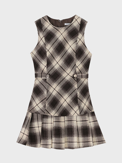 Ombre check pleats mini onepiece(eme10864)
