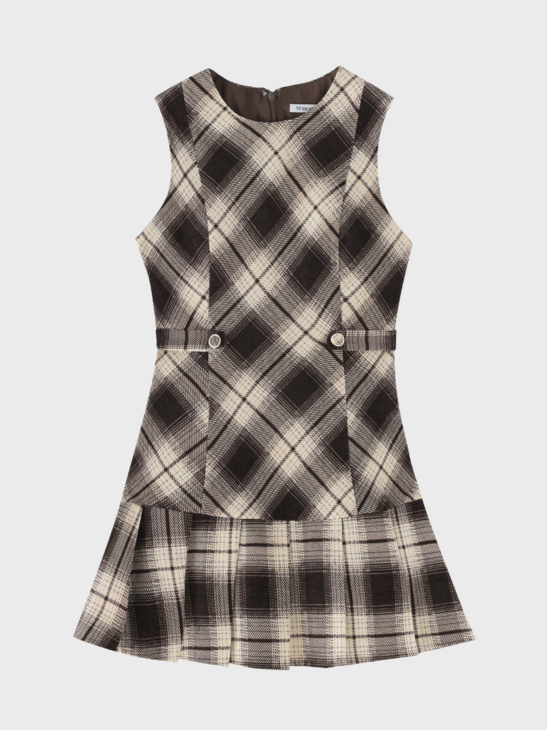 Ombre check pleats mini onepiece(eme10864)