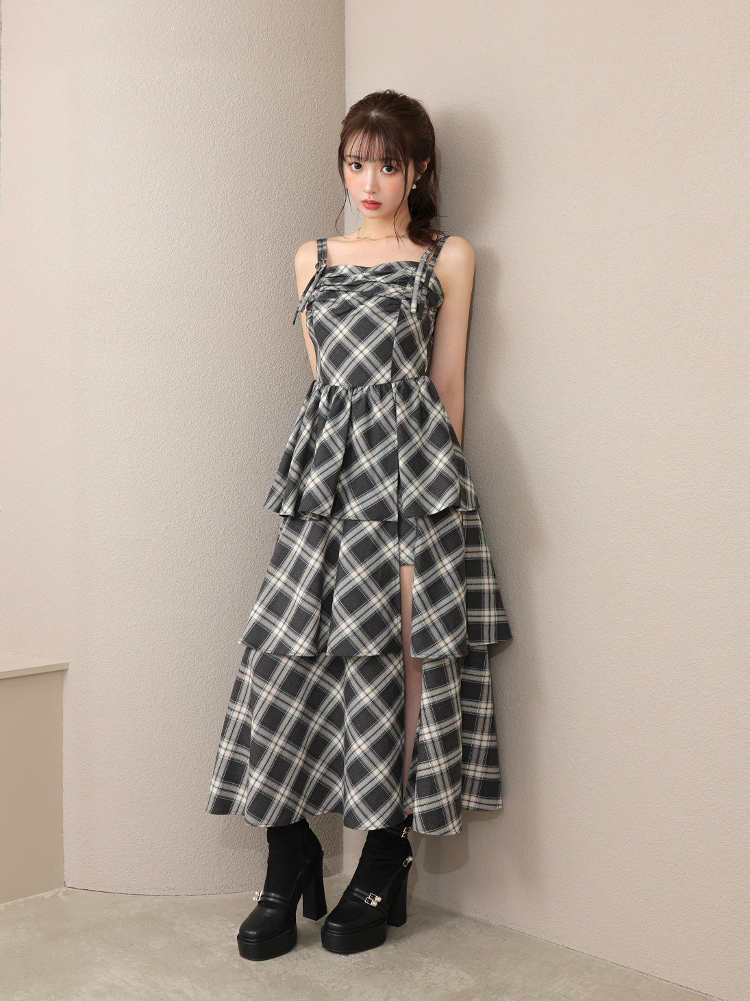 M me eme Double strap slit onepiece エムエメ Double strap slit onepiece(eme10710) – M me eme