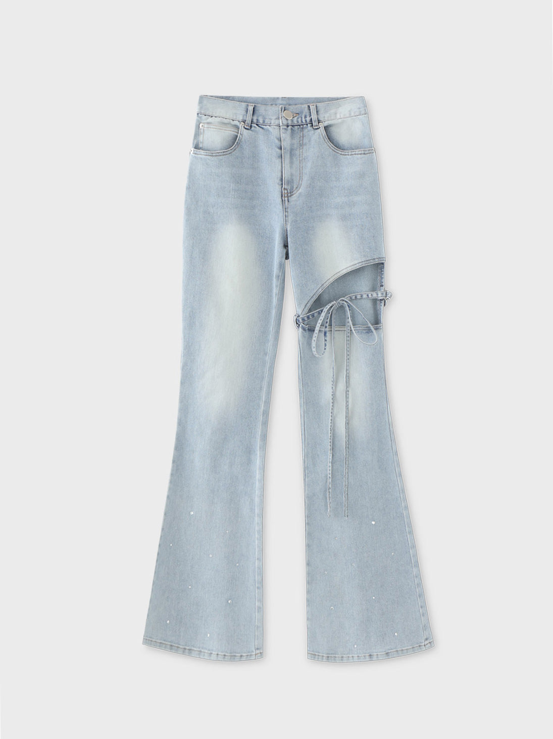 Ribbon bleach flare denim(eme10711)
