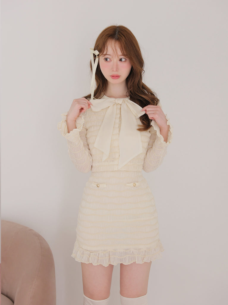 ribbon shirring mini onepiece(eme10719)