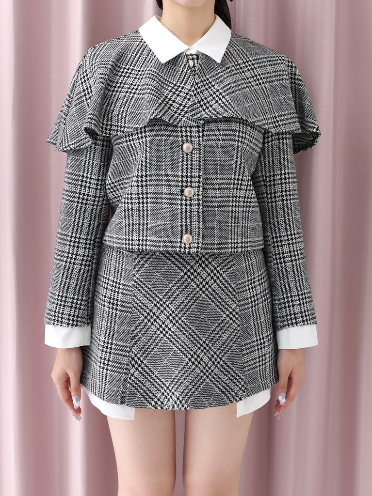 Glen check cape jacket(eme10720)