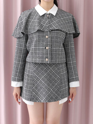 Glen check cape jacket(eme10720)