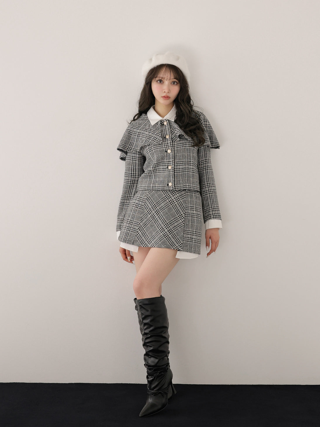 model：160cm　(size：F　color：Glen check)
