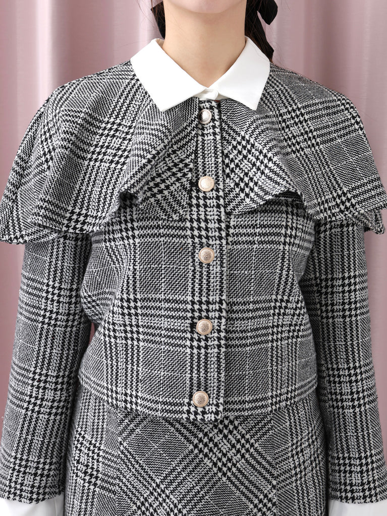 Glen check cape jacket(eme10720)