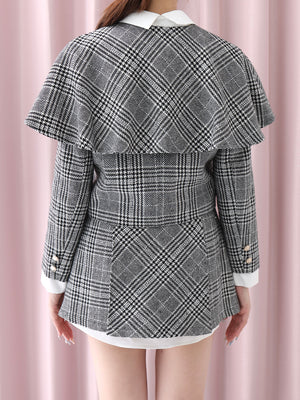Glen check cape jacket(eme10720)