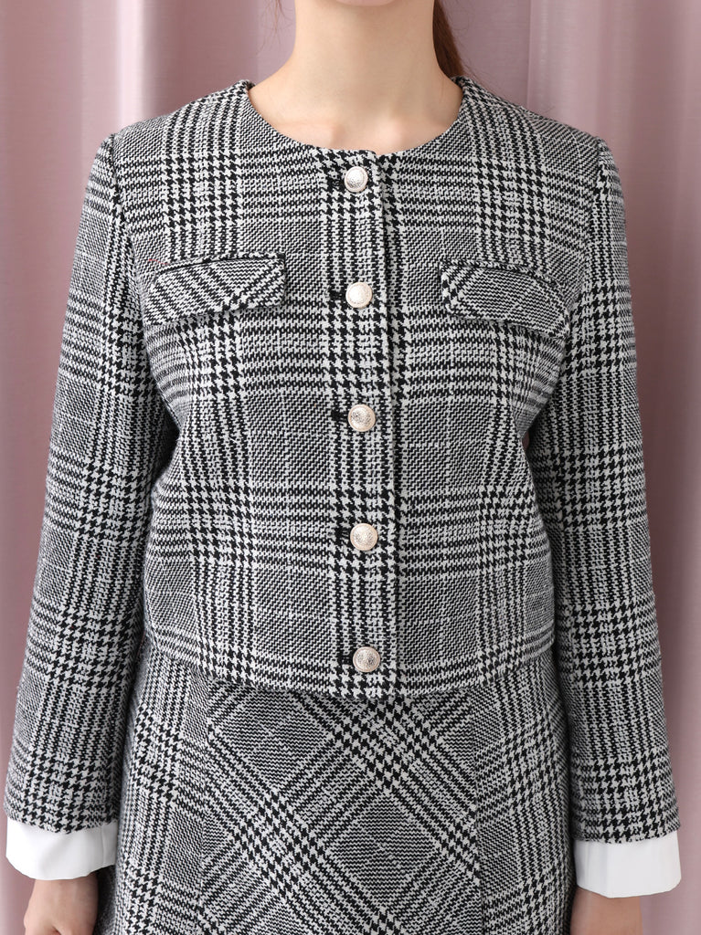 Glen check cape jacket(eme10720)