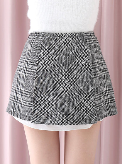 Glen check belt mini skirt(eme10721)