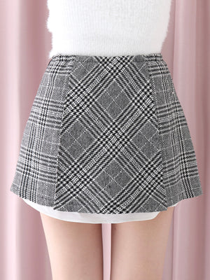 Glen check belt mini skirt(eme10721)