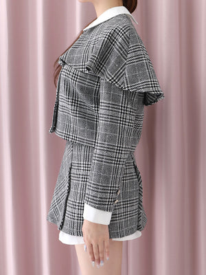 Glen check cape jacket(eme10720)