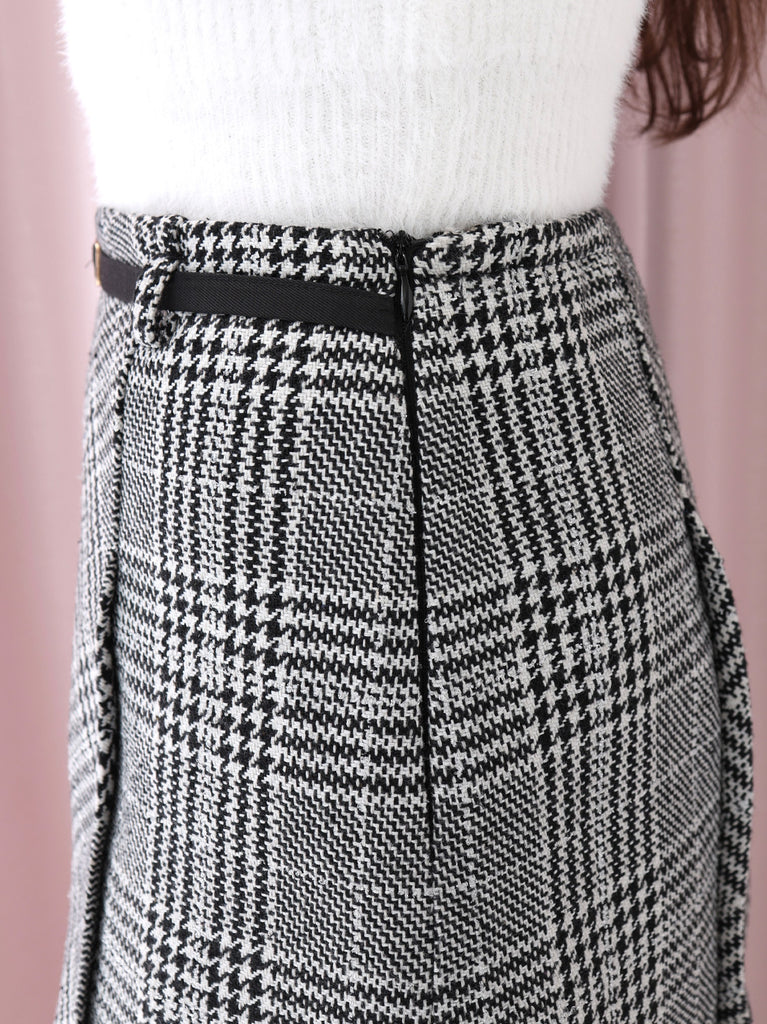 Glen check belt mini skirt(eme10721)