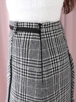 Glen check belt mini skirt(eme10721)