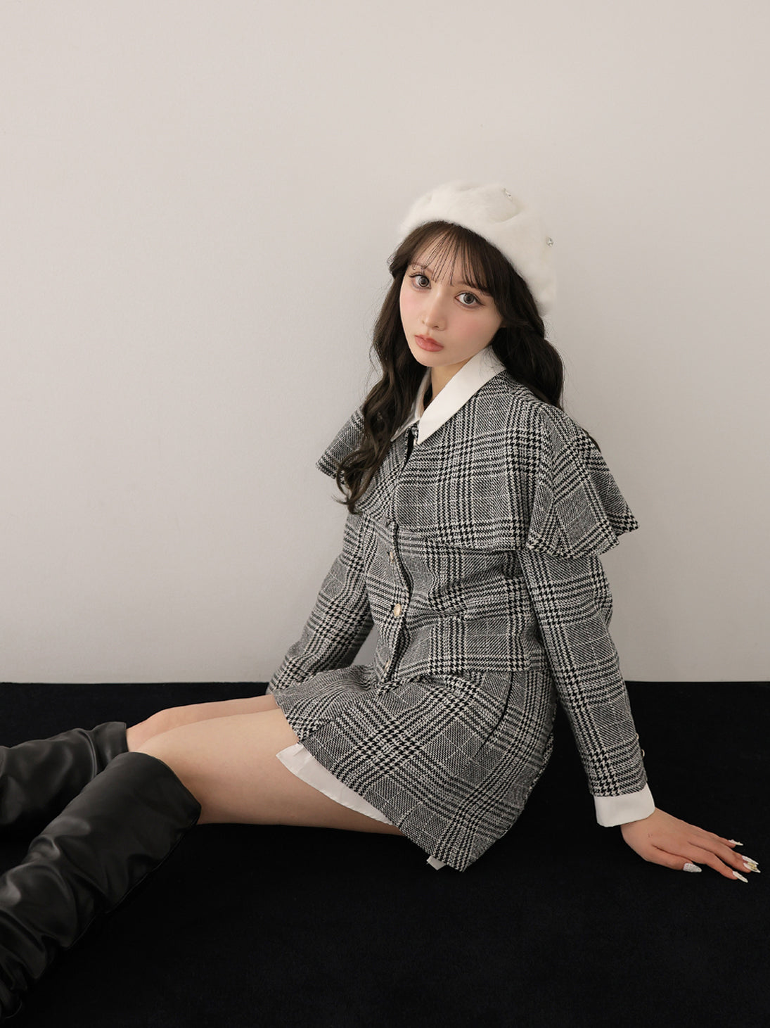 model：160cm　(size：F　color：Glen check)
