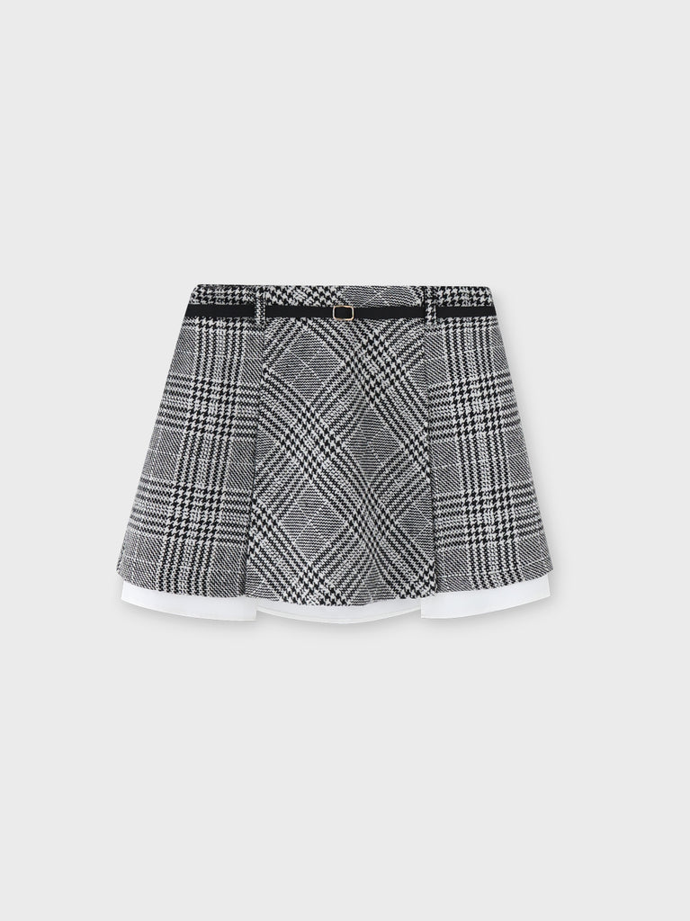 Glen check belt mini skirt(eme10721)