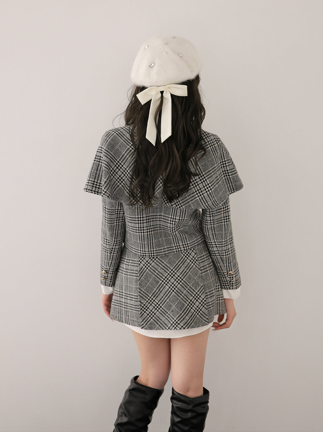 model：160cm　(size：F　color：Glen check)