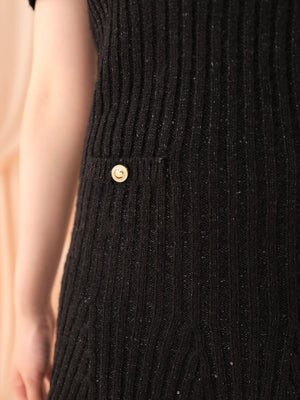 Off shoulder ribbon lame knit onepiece(eme10722)