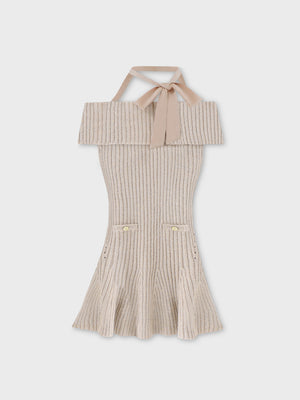 Off shoulder ribbon lame knit onepiece(eme10722)