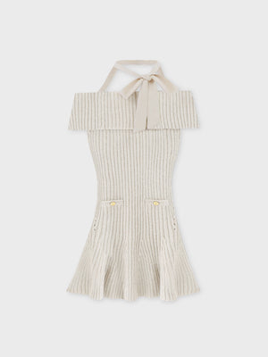 Off shoulder ribbon lame knit onepiece(eme10722)