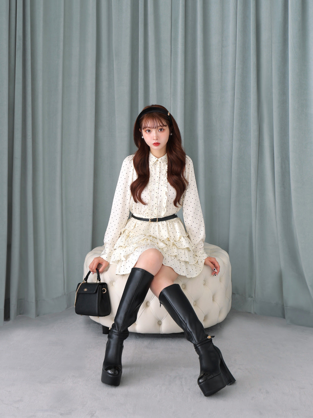 Gloss line platform long boots(eme10806)