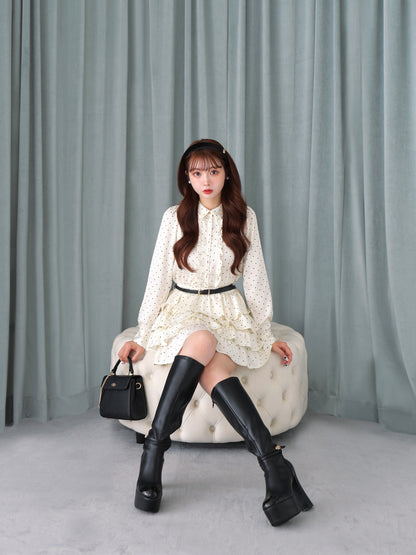 Gloss line platform long boots(eme10806)