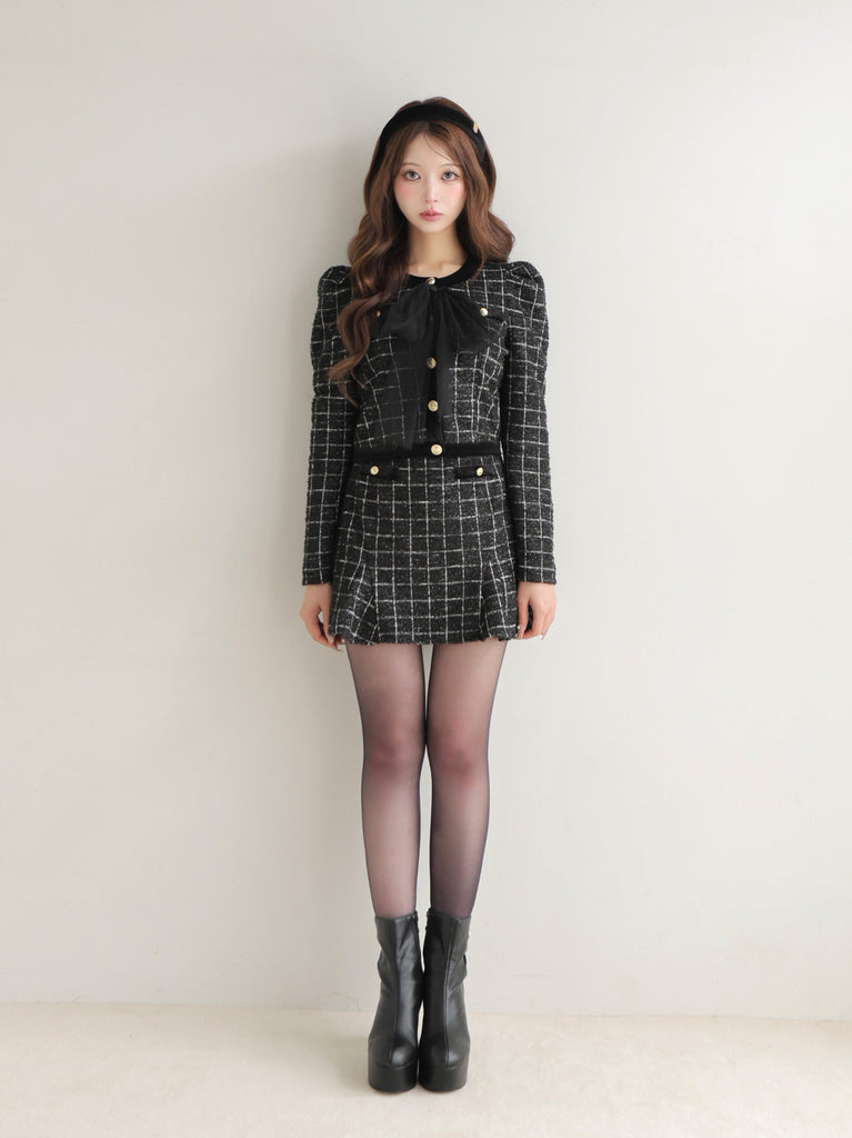 【Pre Order】Classic ribbon tweed cardigan(eme10729)