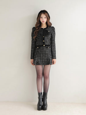 【Pre Order】Classic ribbon tweed cardigan(eme10729)