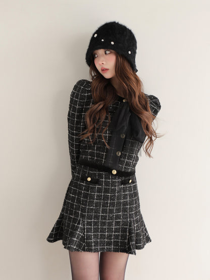 【Pre Order】Classic ribbon tweed cardigan(eme10729)