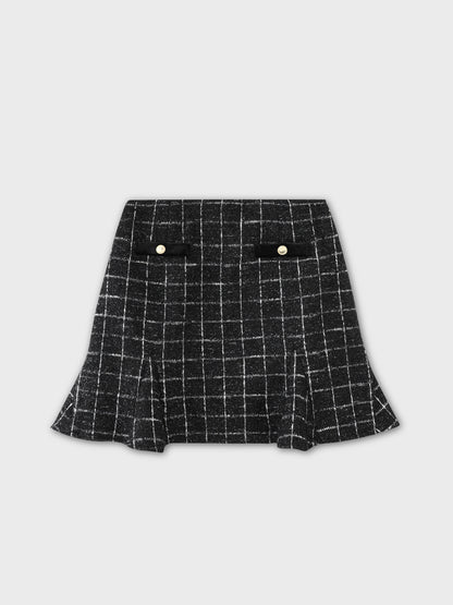 【Pre Order】Classic tweed flared mini skirt(eme10730)