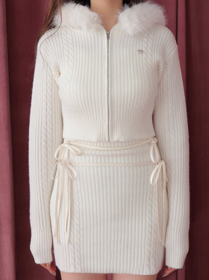 【Pre Order】Ribbon cable knit ensemble onepiece(eme10732)