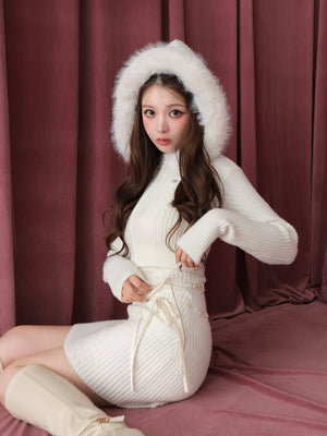 【Pre Order】Ribbon cable knit ensemble onepiece(eme10732)