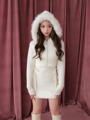 【Pre Order】Ribbon cable knit ensemble onepiece(eme10732)
